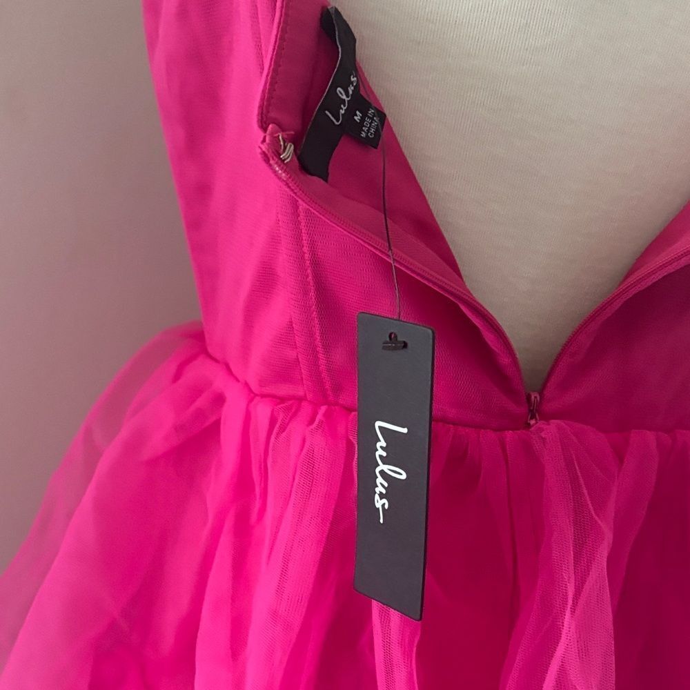 NWT Lulus Rule the Runway Hot Pink Tulle Bustier Maxi Dress M - Picture 8 of 8